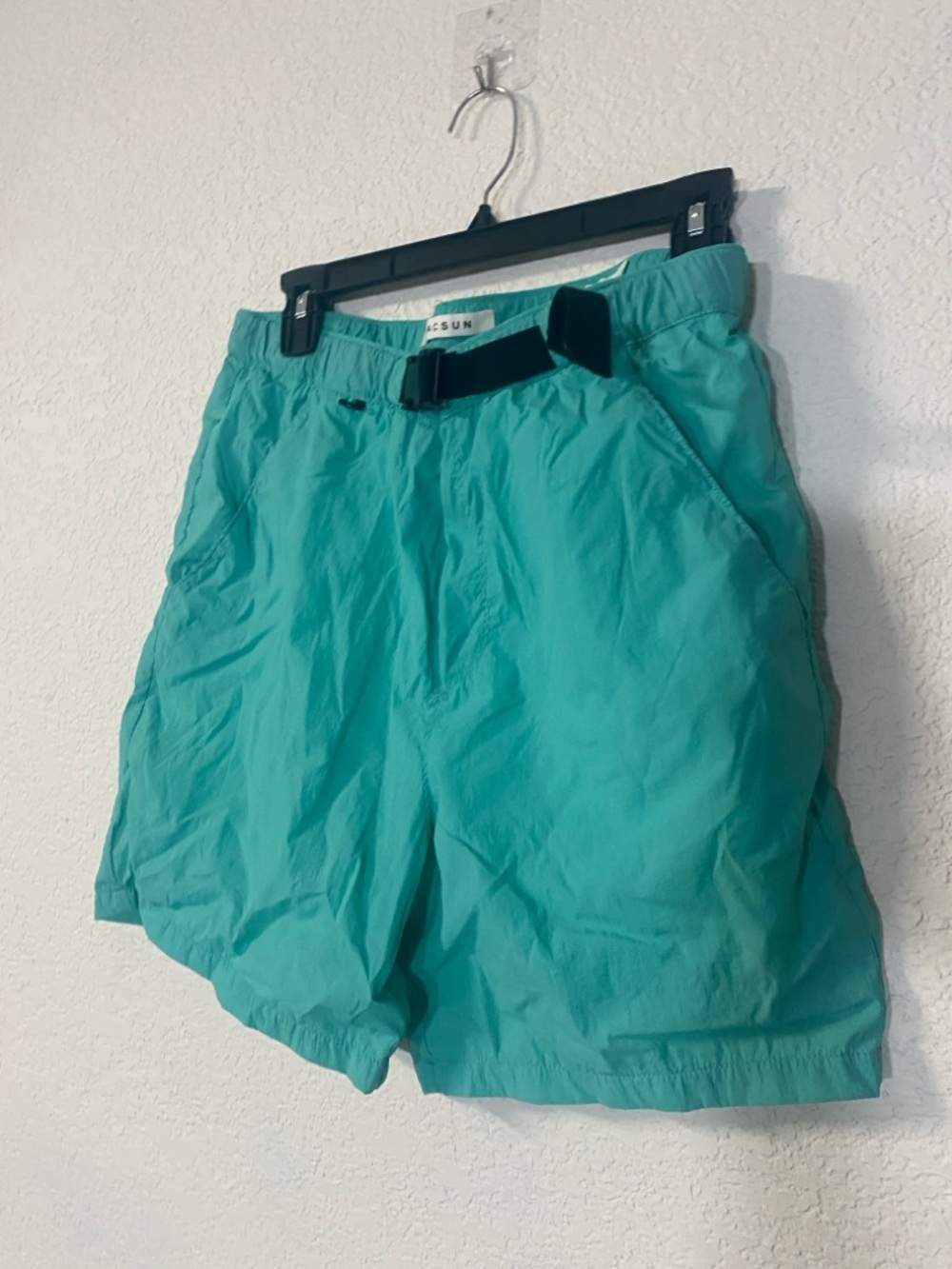 PacSun Men’s Turquoise Mesh-Lined Volley Shorts with adjustable Black belt